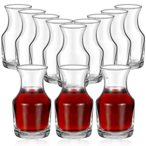 Single Serving Wine Carafe Glass Mini Carafe Individual Wine Decanter Small Carafe for Wine Dinner Parties Tastings Bars Restaurants?12 Pack, 6.5 oz)