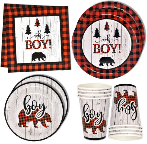 Lumberjack Baby Shower Boy Party Supplies Tableware Set 24 9" Plates 24 7" Plate 24 9 Oz Cups 24 Lunch Napkin for Black & Red Buffalo Plaid Oh Boys Animal Adventure Gender Reveal Disposable Paper Good Lumberjack Baby Shower Boy Party Supplies Tableware Set 24 9" Plates 24 7" Plate 24 9 Oz Cups 24 Lunch Napkin for Black & Red Buffalo Plaid Oh Boys Animal Adventure Gender Reveal Disposable Paper Good