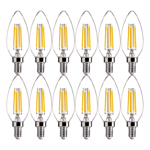 FLSNT 5000K Daylight Dimmable LED Candelabra Bulbs 60W Equivalent, LED E12 Base Chandelier Light Bulbs, 550LM, 90+ High CRI, 12 Pack