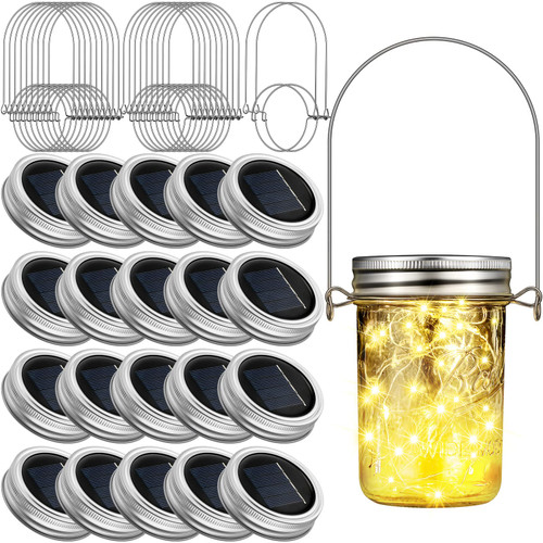 Hortsun 20 Pack Mason Jar Solar Lights Lids, 30 LED Solar Fairy String Light, (No Jars), Waterproof Outdoor Hanging Lantern Mason Jar Solar Lights, for Patio Garden Table Decor, Warm White Hortsun 20 Pack Mason Jar Solar Lights Lids, 30 LED Solar Fairy String Light, (No Jars), Waterproof Outdoor Hanging Lantern Mason Jar Solar Lights, for Patio Garden Table Decor, Warm White