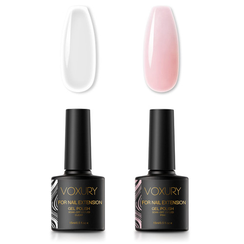 VOXURY Builder Clear Gel 5 in 1 Clear Builder Hard Gel Quick Building, in a Bottle 15ml Poly Extension Gel Builder Clear Gel Extensions Nail Strengthen Need LED/UV Nail Lamp