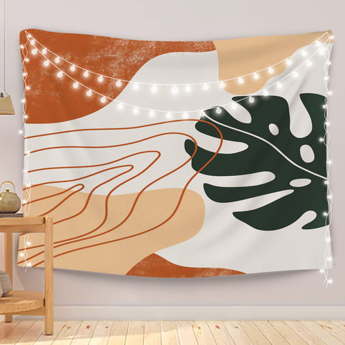 OGILRE Boho Tropical Botanical Leaf Abstract Home Bedroom Decorations Wall Art Hanging Tapestry, Bohemia Geometric Tapestries, 50x60 Inch