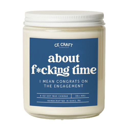 CE Craft - About F*cking Time Candle - Scented Soy Wax Candle - Gift for Engagement, Bride - Gift for Newly Engaged Couple - Engagement Gift for Best Friend - Funny Engagement Gift (Lavender Vanilla) CE Craft - About F*cking Time Candle - Scented Soy Wax Candle - Gift for Engagement, Bride - Gift for Newly Engaged Couple - Engagement Gift for Best Friend - Funny Engagement Gift (Lavender Vanilla)