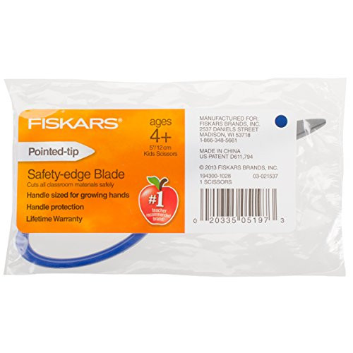 Fiskars 194300-1028 Pointed-tip Kid Scissors 5 Inch, Blue