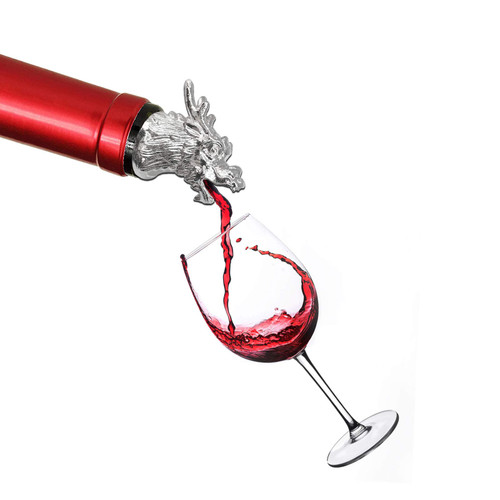 Stainless Steel Dragon Wine Pourer, wine aerator pourer and stopper, wine aerator pourer spout for Robust Red and White Wine ?Silver?