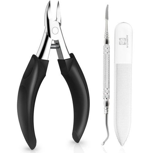 WONSIM Nail Clippers, Toenail Clippers for Thick or Ingrown Nails with Ingrown Toenail File and Lifter, Sharp Curved Blade Heavy Duty Toenail Clippers Ingrown Toenail Tool for Seniors, Men and Adults