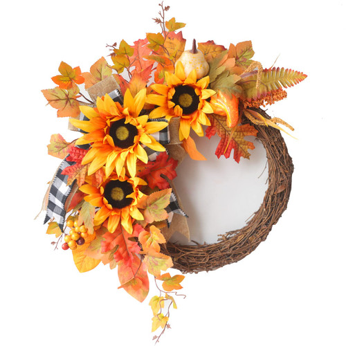 Fall Wreaths for Front Door Outside,20 Inch Fall Door Wreath with Pumpkins Sunflowers Maple Leaves,Autumn Wreath for Harvest Thanksgiving Halloween Decorations Indoor Outdoor Home Decor Fall Wreaths for Front Door Outside,20 Inch Fall Door Wreath with Pumpkins Sunflowers Maple Leaves,Autumn Wreath for Harvest Thanksgiving Halloween Decorations Indoor Outdoor Home Decor
