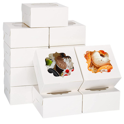 TOMNK 36 Pcs 6x6x3 Inches White Bakery Boxes with Window Cookie Boxes Dessert Boxes Pastry Boxes for Strawberries Chocolate Treat Cupcakes Muffins Donuts and Party Favor (2 Style Windows) TOMNK 36 Pcs 6x6x3 Inches White Bakery Boxes with Window Cookie Boxes Dessert Boxes Pastry Boxes for Strawberries Chocolate Treat Cupcakes Muffins Donuts and Party Favor (2 Style Windows)