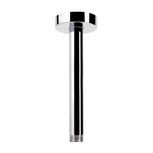 HarJue Ceiling Mounted Shower Arm, Rain Shower Head Extension Arm with Flange and Teflon Tape Stainless Steel Ceiling Mount Shower Extender for Fixed Shower Head (6 Inch, Chrome)