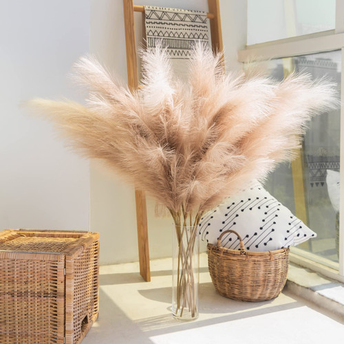 CEWOR 6pcs 43" 3.6FT Faux Pampas Grass Tall Pampas Grass for Vase Filler Artificial Pompous Grass Fake Pompass Branches Arrangement for Home, Living Room, Kitchen, Wedding, Boho Decor