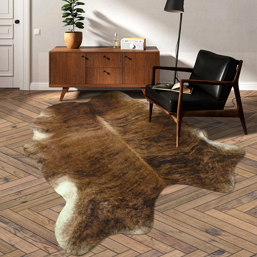 DweIke Faux Cowhide Rug, 4.6ft x 5.2ft Luxury Cow Print Rugs, Faux Fur Animal Cow Hide Carpet for Bedroom, Living Room, Office, Home Decor, Non-Slip Cute Cowhide Rug, Brown-Grey DweIke Faux Cowhide Rug, 4.6ft x 5.2ft Luxury Cow Print Rugs, Faux Fur Animal Cow Hide Carpet for Bedroom, Living Room, Office, Home Decor, Non-Slip Cute Cowhide Rug, Brown-Grey
