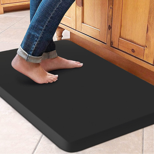 WISELIFE Kitchen Floor Mat Cushioned Anti-Fatigue Rug,17.3"x28",Non Slip Waterproof Mats and Rugs Heavy Duty PVC Ergonomic Comfort for Kitchen,Office, Sink, Laundry,Black