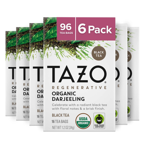 TAZO Tea Bags, Regenerative Organic Darjeeling Tea, 16 Count (Pack of 6)