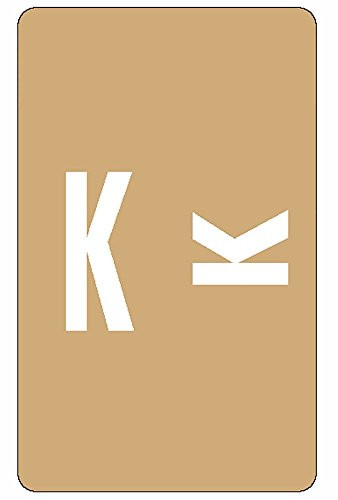 Smead AlphaZ ACCS Color-Coded Alphabetic Label, K, Light Brown, 100 labels per Pack (67181)