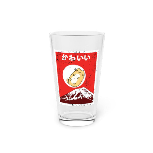Beer Glass Pint 16oz Vintage Japanese Cat Awesome Cute Black Cat Manga 16oz
