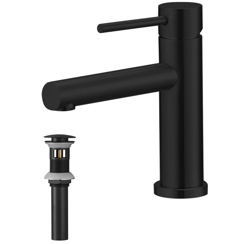 Greenspring Bathroom Sink Faucet Matte Black Single Hole Single Handle Lavatory Vanity Sink Modern Faucet with Pop Up Drain and Supply Line