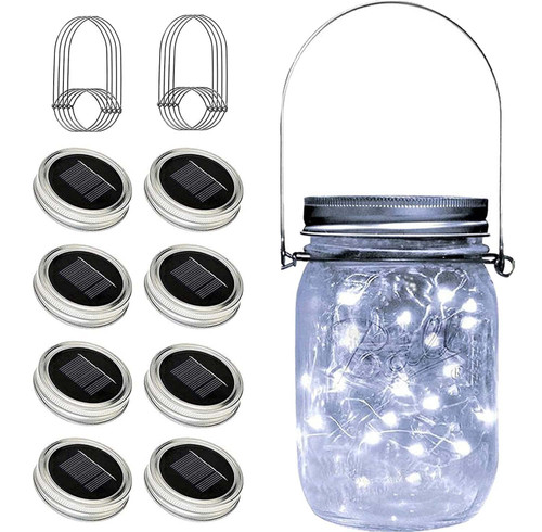 ostritec Solar Mason Jar Lights Lids, 8 Pack 30 Led Fairy Lights(Jars Not Included), Outdoor Hanging Mason Jar Solar Lights, Fairy in a Jar Solar Firefly Lights for Patio Garden Table Decor ostritec Solar Mason Jar Lights Lids, 8 Pack 30 Led Fairy Lights(Jars Not Included), Outdoor Hanging Mason Jar Solar Lights, Fairy in a Jar Solar Firefly Lights for Patio Garden Table Decor