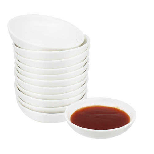 Belinlen 12 Pack Small Dipping Bowls Sets 1.2 oz Dipping Sauce Dishes & Bowls, Ceramic Soy Sauce Dishes Porcelain Small Server Dishes for Tomato Sauce, Soy, Vinegar, BBQ (White)