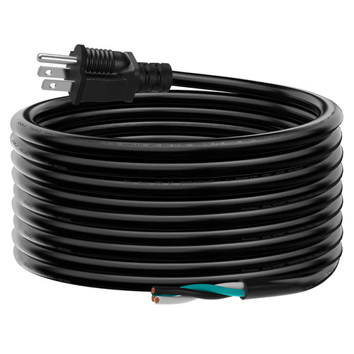 LAKCZIO 20 FT 14 AWG 3 Prong Replacement Power Cord, 15 Amp 14 Gauge 3 Conductor Wire Extension Cable with Pigtail Open Wiring End.