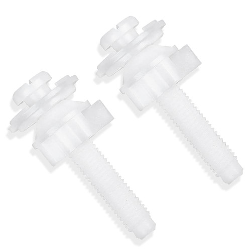 YiJiLi 2 Pieces Universal White Plastic Toilet Seat Hinge Bolt Screw,Toilet Seat Hinge Bolt Screws with Plastic Nuts and Washers Parts Kit for Fixing the Top Toilet Seat (washer 1.1 inches)