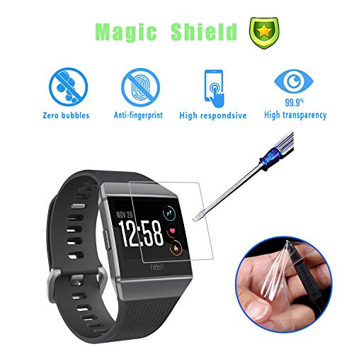 Fitbit Ionic Screen Protector LEHOO Full Coverage Film Magic Shield Bubble-Free HD Film Clear for Fitbit Ionic Smart Watch (6-pack)