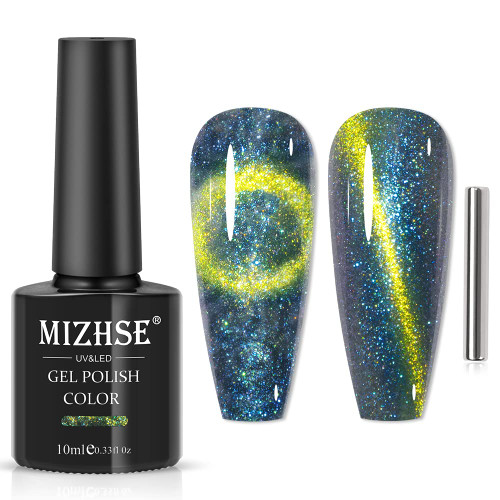 MIZHSE 9D Cat Eye Gel Nail Polish, Galaxy Cat Eye Gel Polish Shell Thread Soak Off UV Nail Gel Polish For Home DIY 10ML MIZHSE 9D Cat Eye Gel Nail Polish, Galaxy Cat Eye Gel Polish Shell Thread Soak Off UV Nail Gel Polish For Home DIY 10ML