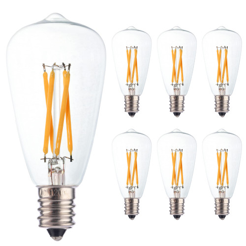 FANNIS 6 Pack ST38 Replacement LED Bulb, 4W Equals 40W, Warm White 2700K Filament Edison Bulb, E12 Candelabra Base Vintage Clear Glass Light Bulb for Pendant Ceiling Table Floor Lamp String Light