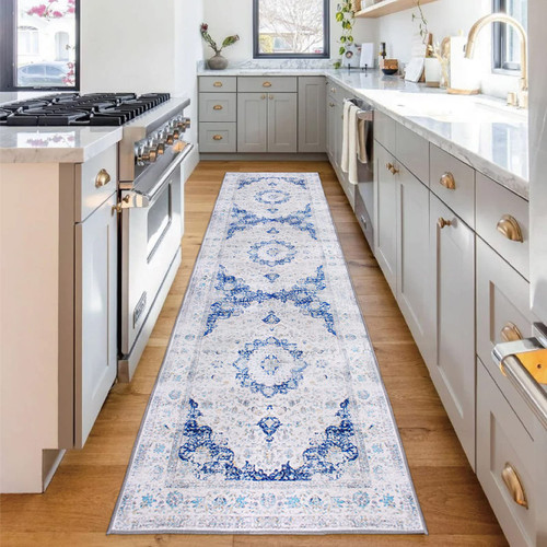 TEWWET Hallway Runner Rug, 2' x 6' Non Slip Runners Rug with Rubber Backing, Machine Washable Boho Vintage Rugs for Kitchen Bedroom Entryway Accent Area Carpet Runner 2x6 Ft