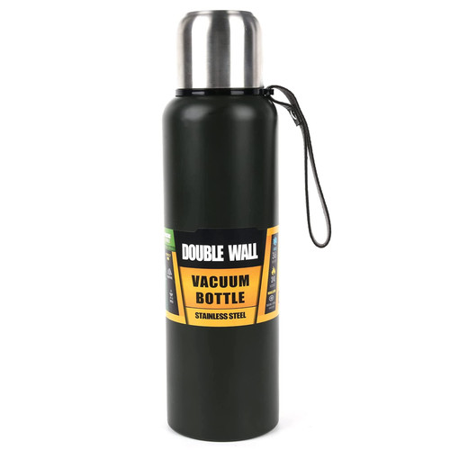 Subron Vacuum Insulated Thermos Water Bottle 25 Oz with Wide Mouth Cup BPA-Free Stainless Steel Water Bottles Flask for Cold & Hot Drink Coffee (750ml,Black)