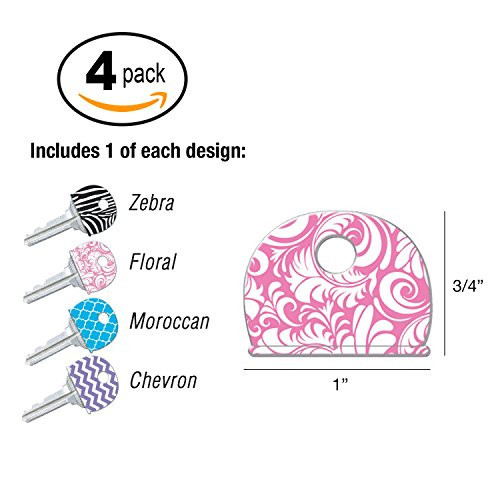 Lucky Line Designer Pattern Key Identifier Caps, 4 Pack (16304)
