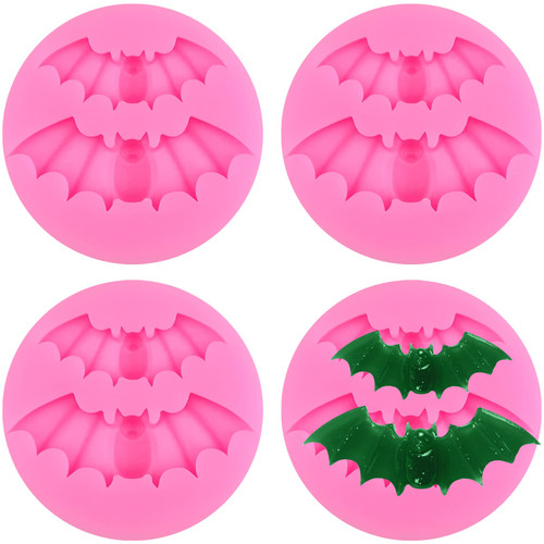 4 Pcs Halloween Bat Silicone Fondant Molds Decorative Cake Mold Halloween Chocolate Molds Fondant Baking Mold Jelly Pudding Mold for Sugar Craft Cake Decoration