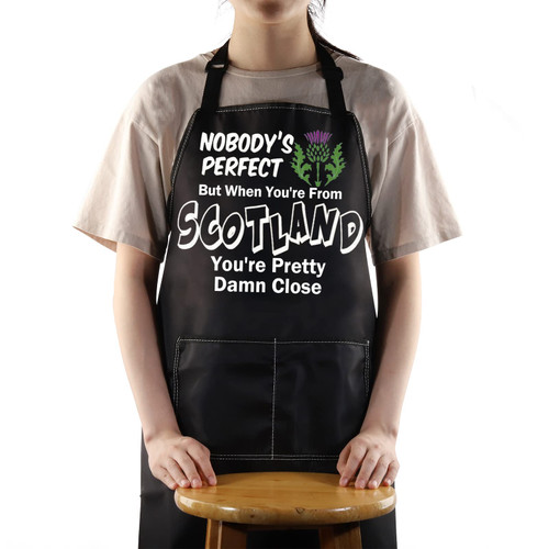 WZMPA Funny Scotland Adjustable Kitchen Aprons With Pockets Scottish Thistle Gifts Scotland Chef Aprons For Cooking Baking (Scotland apron)