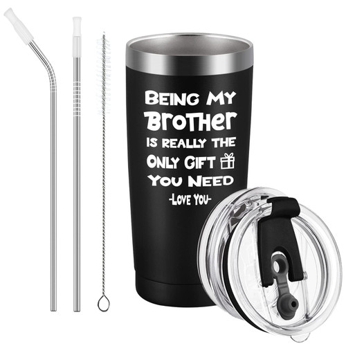 GINGPROUS Brother Gifts from Sister Brother, Being My Brother Is Really The Only Gift You Need Birthday Christmas Gift for Brothers,Stainless Steel Travel Tumbler with 2 Lids and Straws(20 Oz, Black) GINGPROUS Brother Gifts from Sister Brother, Being My Brother Is Really The Only Gift You Need Birthday Christmas Gift for Brothers,Stainless Steel Travel Tumbler with 2 Lids and Straws(20 Oz, Black)