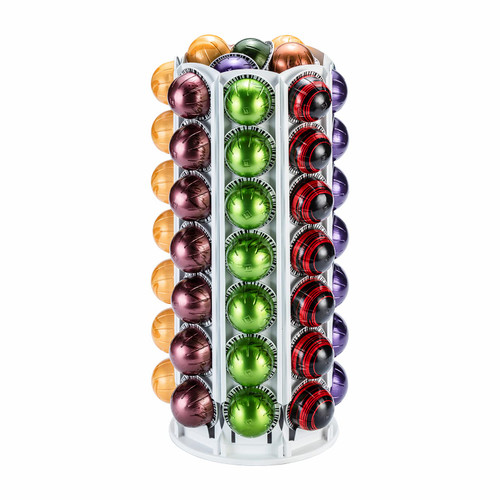 FlagShip Vertuo Pod Holder for Nespresso Pod Carousel Coffee Pod Stand with Elegant White(80+ Pods Capacity)