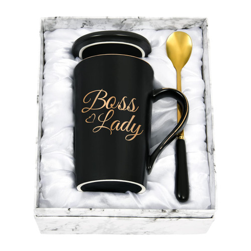 YHRJWN - Boss Lady Gifts for Women, Boss Gifts for Boss Woman - Boss Lady Coffee Mug - Appreciation Gifts for Boss Day - Best Gifts for Female Boss 14Oz with Exquisite Box Packing Spoon and Lid Black YHRJWN - Boss Lady Gifts for Women, Boss Gifts for Boss Woman - Boss Lady Coffee Mug - Appreciation Gifts for Boss Day - Best Gifts for Female Boss 14Oz with Exquisite Box Packing Spoon and Lid Black