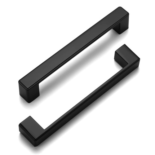 goldenwarm 10 Pack Matte Black Cabinets Pulls Kitchen Cabinet Handles Black Drawer Pulls Modern Zinc Alloy Dresser Pulls for Cupboard Handles Drawer Pulls(5In, 128mm)
