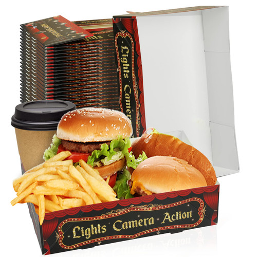 30 Pcs Movie Night Snack Trays 4 Corner Food Boxes Movie Night Party Supplies Paper Food Trays Cinema Party Favors Disposable Food Holder for Popcorn Nacho Theater Snack 30 Pcs Movie Night Snack Trays 4 Corner Food Boxes Movie Night Party Supplies Paper Food Trays Cinema Party Favors Disposable Food Holder for Popcorn Nacho Theater Snack