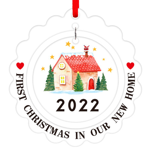 PETCEE First Christmas in Our New Home Ornament 2022 New Home Ornament for Christmas Tree 2022 New Home Gifts for Home Decorations Christmas Ornament Housewarming Gifts for New Home