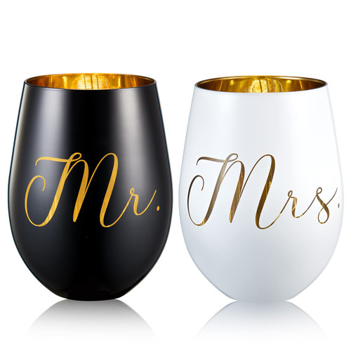 xilaxila Mr and Mrs Wine Glasses Gifts- Cool Engagement Gifts, Wedding Gifts For Couples, Bride and Groom, His and Hers- Bridal Shower Gifts For Bride To Be