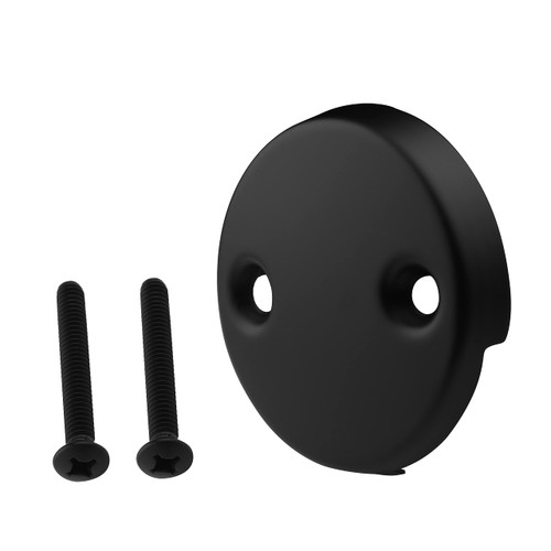 Aolemi Matte Black Two Hole Bathtub Overflow Faceplate Replacement with Screw