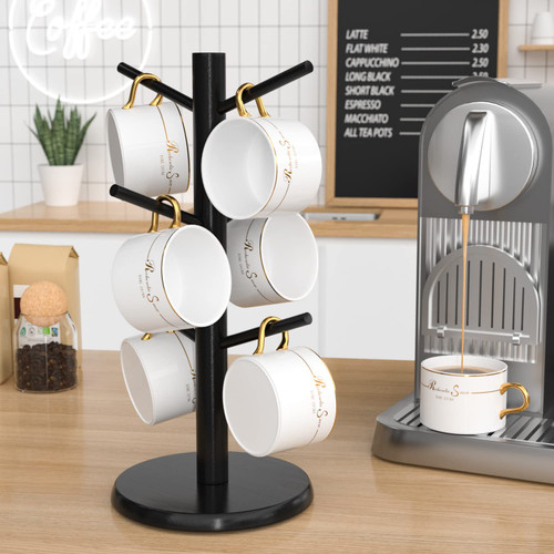 Wisuce Coffee Mug Holder, Black Bamboo Mug Tree with Thicker Base Coffee Cup Stand Mug Holders for Counter Coffee Mug Rack Organizer with 6 Hooks Wisuce Coffee Mug Holder, Black Bamboo Mug Tree with Thicker Base Coffee Cup Stand Mug Holders for Counter Coffee Mug Rack Organizer with 6 Hooks