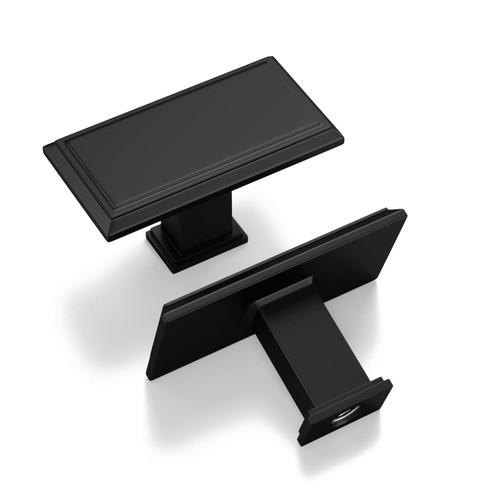 goldenwarm 6 Pack Black Cabinet Knobs Matte Black Cabinet Pulls Black Cabinet Hardware for Kitchen Square Drawers Knobs Zinc Alloy Single Hole Dresser Knobs