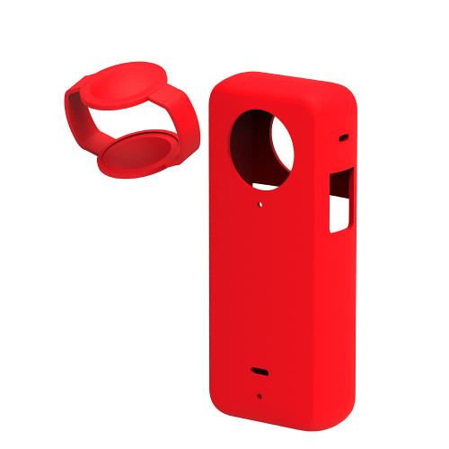 Silicone Case for Insta360 ONE X3, Panoramic Action Camera Protective Case with Lens Cover,Sports Camera Body Frame Sleeve Accessories,Anti-Slip Anti-Scratch Protector Cage (Red)
