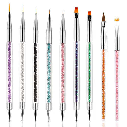 9 Pieces Nail Art Liner Brushes, Dual-ended Nail Art Point Drill Drawing Brush Pen Dotting Tools Set with Nail Liner Brush and Nail Dotting Pens,Nail Art Point Drill Drawing Brush Pen 9 Pieces Nail Art Liner Brushes, Dual-ended Nail Art Point Drill Drawing Brush Pen Dotting Tools Set with Nail Liner Brush and Nail Dotting Pens,Nail Art Point Drill Drawing Brush Pen