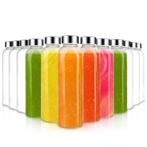 Sursip 18oz Glass Water Bottle Set of 12, Clear glass juice bottle for juicing?Reusable Drinking Bottles with Stainless Steel Lid?Beverage Storage Containers for Refrigerator-BPA Free?Leak Proof Sursip 18oz Glass Water Bottle Set of 12, Clear glass juice bottle for juicing?Reusable Drinking Bottles with Stainless Steel Lid?Beverage Storage Containers for Refrigerator-BPA Free?Leak Proof