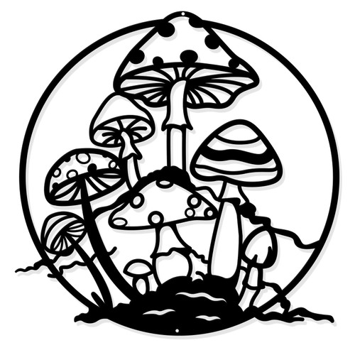 NBEADS Mushroom Metal Wall Art, 11.8" Black Metal Wall Hanging Decor Silhouette Wall Art for Home Bedroom Living Room Kitchen Office Garden Hotel Wall Christmas Festival Decoration