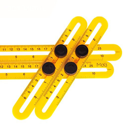 Maßstab Template Tool, Multi-Angle Measuring Ruler - Yellow Plastic | for Builders, Craftsmen, Carpenters, Handymen, Roofers, Tilers and DIY-ers