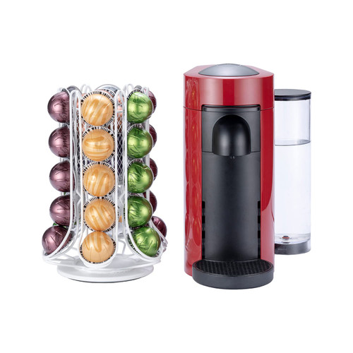 Flagship Vertuo Pod Holder Coffee Pod Stand for Nespresso Pod Storage with Elegant White(30+ Pods & 1 Box Capacity)