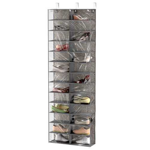 Libeder Over the Door Shoe Organizer, 26 Sections Shoe Holder for Back of Door, Shoe Rack for Closet Door, Door Shoe Organizer Hanging, Door Shoe Shelves, Grey Libeder Over the Door Shoe Organizer, 26 Sections Shoe Holder for Back of Door, Shoe Rack for Closet Door, Door Shoe Organizer Hanging, Door Shoe Shelves, Grey