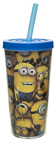 Zak Designs DESA-M730 Despicable Me 16 oz. Insulated Tumbler with Straw, Minions, 16-Ounce, Multicolor